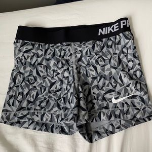 Black and Gray Nike Pro Spandex Shorts